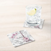 Elegante krans van roze bloemen. kartonnen onderzetters (Insitu)