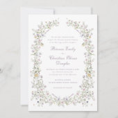 Elegante krans van wilde bloemen roze roze trouw kaart (Voorkant)