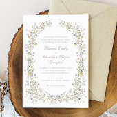 Elegante krans van wilde bloemen roze roze trouw kaart