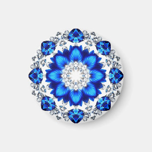 Elegante krans versierd met blauwe bloemen magneet