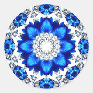 Elegante krans versierd met blauwe bloemen ronde sticker