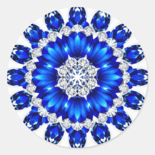 Elegante krans versierd met blauwe bloemen ronde sticker