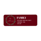 Elegante Krans Vrolijk Kerstfeest Familienaam Cust Etiket (Voorkant)
