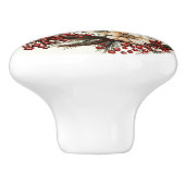 Elegante krans witte bloemen dennen takkenBessen  Keramische Knop (Zijkant)