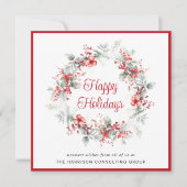 Elegante krans zakelijke kerst feestdagenkaart (Voorkant)