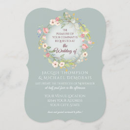 Elegante krans zilvergrijze salie boho bloemige br kaart
