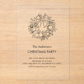 Elegante Kranst Christmasfeest Acryl Uitnodigingen (Voorkant)