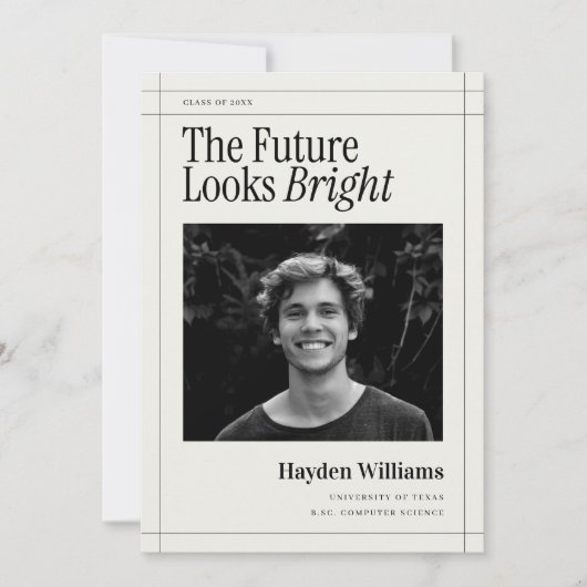 Elegante krant Afstuderen foto Aankondiging (Voorkant)