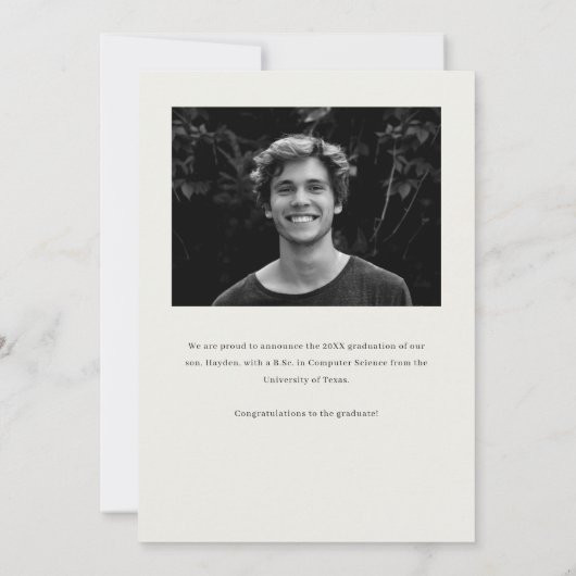 Elegante krant Afstuderen foto Aankondiging (Achterkant)