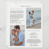 Elegante krant Paarse bruiloft Save the Date (Achterkant)