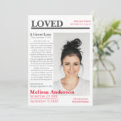 Elegante krantenstijl Uitvaart Kaart (Staand voorkant)