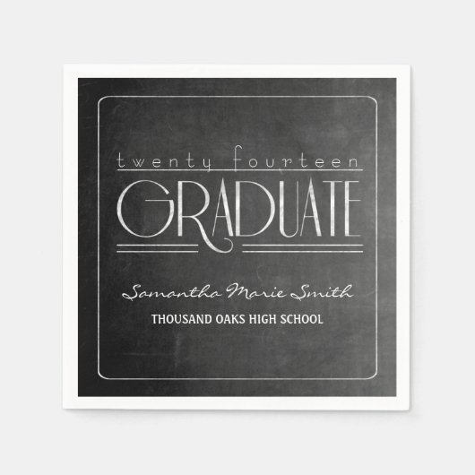 Elegante krijtbord Afstuderen servetten (Voorkant)