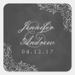 Elegante krijtbord filigraan bruiloft stickers