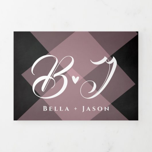 Elegante krijtbord pastel multi-foto bruiloft drieluik uitnodiging (Cover)