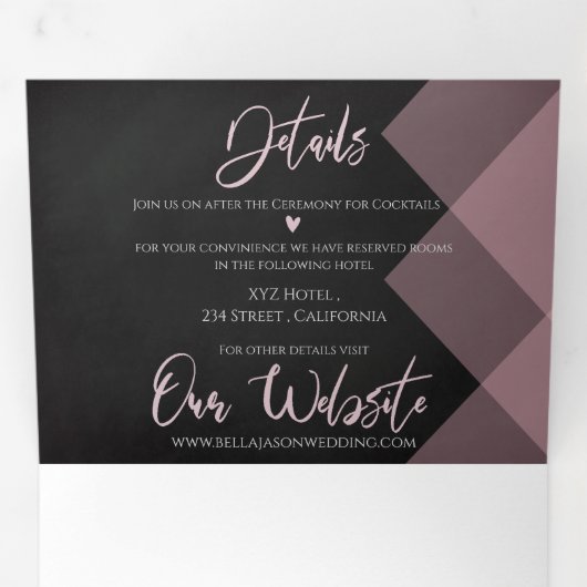 Elegante krijtbord pastel multi-foto bruiloft drieluik uitnodiging (Binnenzijde eerst)