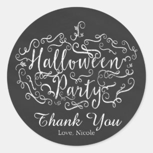 Elegante Krijtbord Pompoen Halloween Feest Ronde Sticker