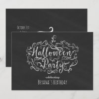 Elegante krijtbord pompoen Halloween uitnodigingen