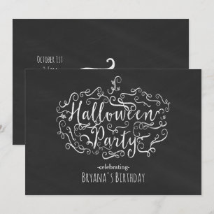 Elegante krijtbord pompoen Halloween uitnodigingen