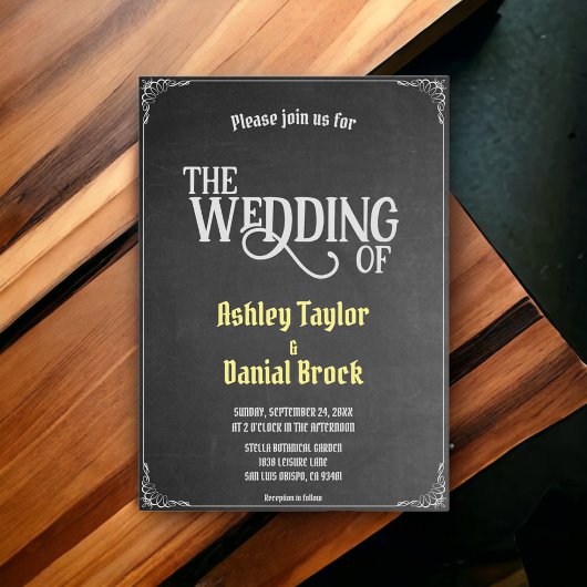 Elegante Krijtbord Retro bruiloft Kaart