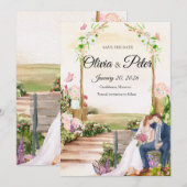 Elegante krijtbord trouwkaart met liefde kaart (Voorkant / Achterkant)