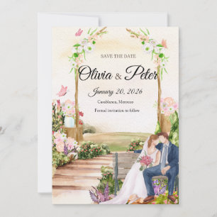 Elegante krijtbord trouwuitnodiging met liefde kaart