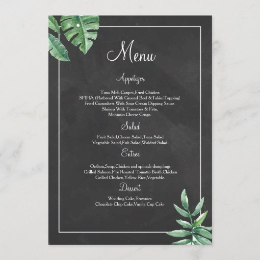 Elegante Krijtbord Wedding Menu Kaart Sjablonen (Voorkant)
