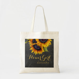 Elegante krijtbord zonnebloemen bruiloft bruidsmei tote bag