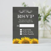 Elegante krijtbord zonnebloemen decor RSVP antwoor (Staand voorkant)