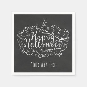 Elegante krijtbordpompoen Fijne Halloweenfeest Servet