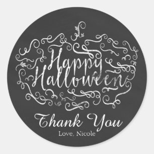 Elegante krijtbordpompoen Gelukkig Halloween Ronde Sticker