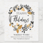 Elegante Kring Krans Kerst Bedrijfsnaam Wijn Etiket (Enkel label)