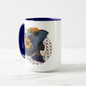 ELEGANTE KRONEN - BLAUWE ZONNEBLOEM MOK (Voorkant links)