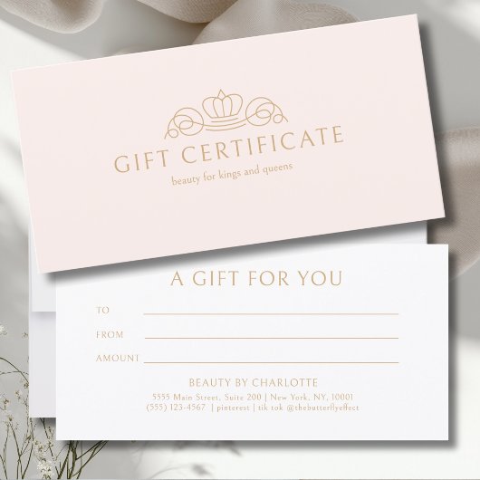Elegante Kroon Blush Roze Salon Cadeaubon