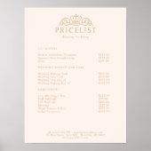 Elegante Kroon Logo Blush Beige Salon Prijslijst Poster (Voorkant)