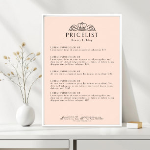 Elegante Kroon Logo Perzik Salon Prijslijst Poster