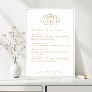 Elegante Kroon Logo Witte Salon Prijslijst Poster