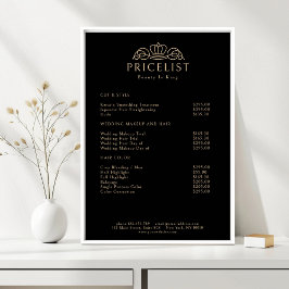 Elegante Kroon Logo Zwart Beige Salon Prijslijst Poster