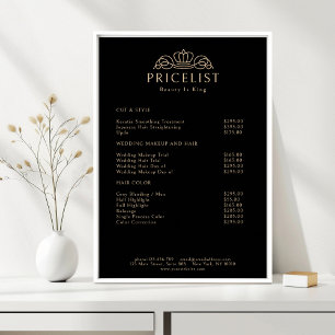 Elegante Kroon Logo Zwart Beige Salon Prijslijst Poster