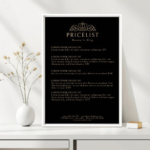 Elegante Kroon Logo Zwarte Salon Prijslijst Poster
