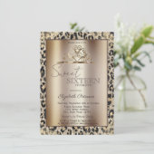 Elegante Kroon Luipaardprint Sweet 16 Kaart (Staand voorkant)