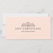Elegante Kroon Perzik Bruine Salon Cadeaubon (Voorkant)