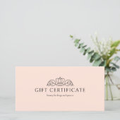 Elegante Kroon Perzik Bruine Salon Cadeaubon (Staand voorkant)