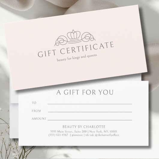 Elegante Kroon Roze Salon Cadeaubon