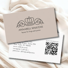 Elegante Kroon Salon Lichtbruine QR-code Visitekaartje