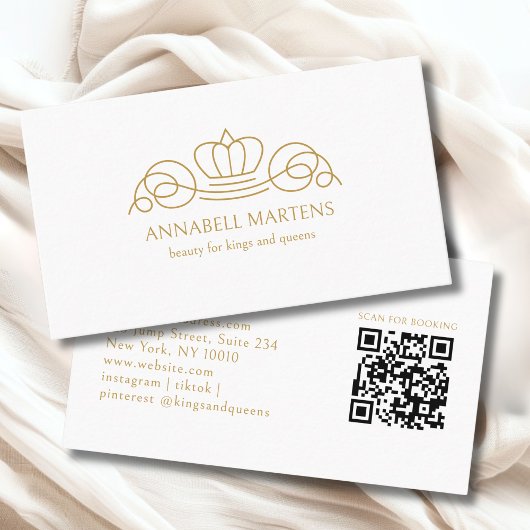 Elegante Kroon Salon Witte QR Code Visitekaartje