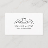 Elegante Kroon Salon Witte QR Code Visitekaartje (Voorkant)