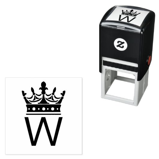 Elegante kroonbovenkant enig Initiaal monogram Zelfinktende Stempel (In situ)