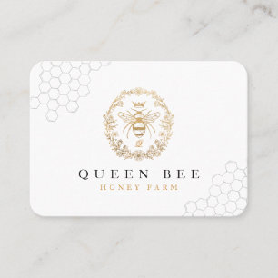 Elegante  kroonhoning Queen Bee White & Gold Contactkaartje