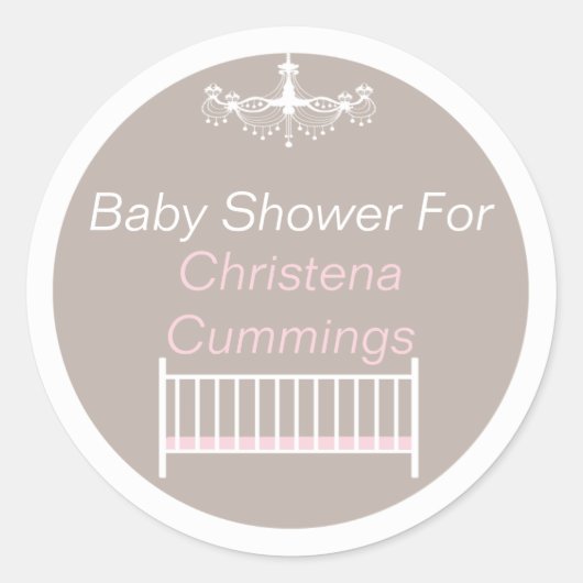 Elegante kroonluchter Baby shower ronde Sticker ro (Voorkant)
