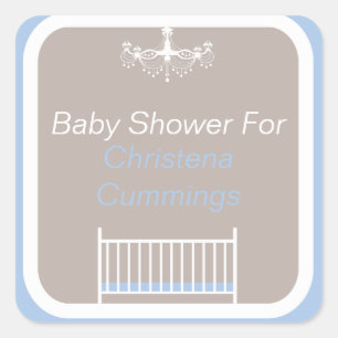 Elegante Kroonluchter Baby Shower Vierkante Sticke Sticker